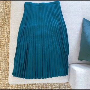 Pleated Silk JCrew Skirt Emerald Green